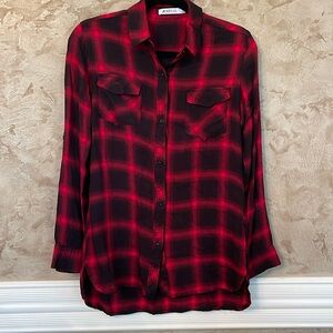 JustFab brand, XS size, red and black plaid
